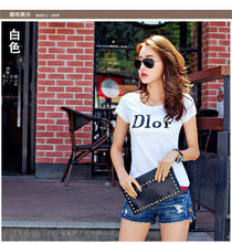 Women Summer Print T Shirt Fashion Print Woman Letter Print Tops O-Neck Short Sleeve t-shirt 71445 GS
