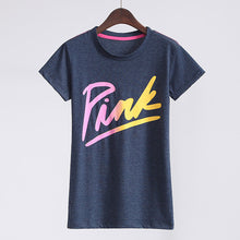 Women Summer T Shirt Fashion Woman Letter Print Fashion Tops O-Neck Short Sleeve Colorful t-shirt 72149 GS