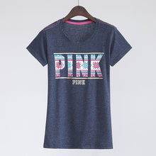 Women Summer T Shirt Fashion Woman Letter Print Fashion Tops O-Neck Short Sleeve Colorful t-shirt 72149 GS