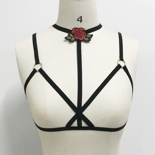 new fashion  women's Elastic black Embroidery Bandage Crop Top strappy sexy bandage crop tops Women #424 GS