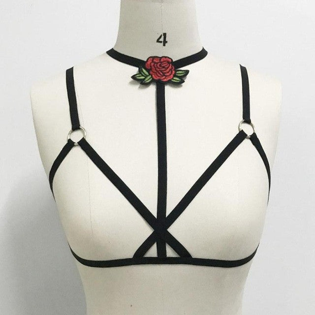new fashion  women's Elastic black Embroidery Bandage Crop Top strappy sexy bandage crop tops Women #424 GS