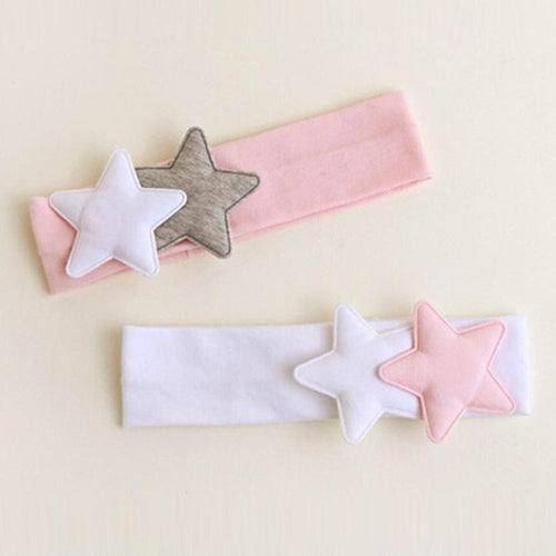 2PCS/LOT  Girls Hair Band Cloth Star Head Accessories Hair band Baby Elastic Pentagrams Headwear For Children YL GS