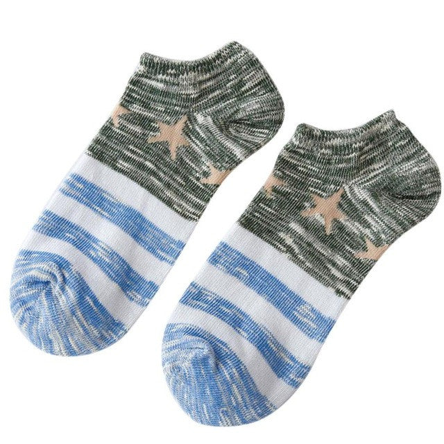 3 Colors Striped Cotton Blend Men Socks Invisible Men's Low Cut Ankle Socks   Breathable Socks Thin Short Sock #1128 GS