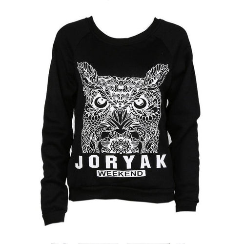 3Colors New Fashion Women  Owl Print Long Sleeve Casual Loose Tees Tops Women T-Shirt Poleras De Mujer Camisetas GS
