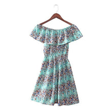 5 Colors Fashion Women Off Shoulder Dress Floral PrintGirls Womens Dresess Boat Neck Strapless Cute Dress Female Vestidos GS