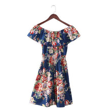 5 Colors Fashion Women Off Shoulder Dress Floral PrintGirls Womens Dresess Boat Neck Strapless Cute Dress Female Vestidos GS