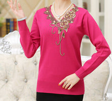 8 color new Fashion women sweater flower embroidery floral knitted wool lady top female pullover shirt S- XXXL 9698 GS