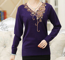 8 color new Fashion women sweater flower embroidery floral knitted wool lady top female pullover shirt S- XXXL 9698 GS