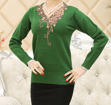 8 color new Fashion women sweater flower embroidery floral knitted wool lady top female pullover shirt S- XXXL 9698 GS
