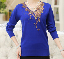 8 color new Fashion women sweater flower embroidery floral knitted wool lady top female pullover shirt S- XXXL 9698 GS