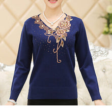 8 color new Fashion women sweater flower embroidery floral knitted wool lady top female pullover shirt S- XXXL 9698 GS