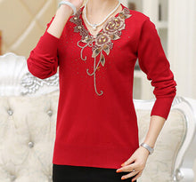 8 color new Fashion women sweater flower embroidery floral knitted wool lady top female pullover shirt S- XXXL 9698 GS