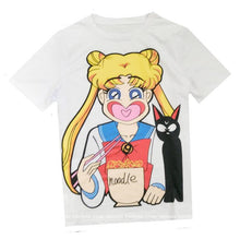 Anime Cartoon Girl Print T shirts  New Fashion Loose Women Tops O-neck Short Sleeve Women t-shirt Plus Size 72601 GS