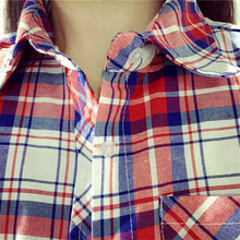 Autumn Fashion Casual Women Blouse  European New Simple Plaid Shirts Turn-down Collar Long Sleeve Tops Female Shirt 31661 GS