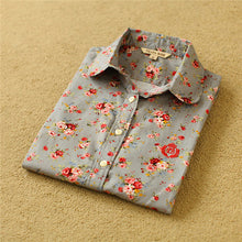 Autumn Female Floral Print Blouses Long Sleeve Fashion Cotton Blusas Femininas Japanese Style Tops 70017 GS