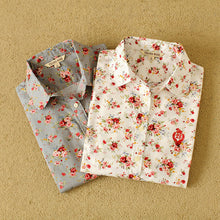 Autumn Female Floral Print Blouses Long Sleeve Fashion Cotton Blusas Femininas Japanese Style Tops 70017 GS