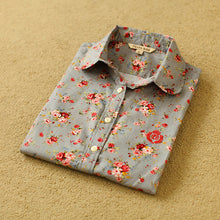 Autumn Female Floral Print Blouses Long Sleeve Fashion Cotton Blusas Femininas Japanese Style Tops 70017 GS