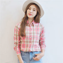 Autumn Female Plaid Blouses Long Sleeve Fashion Blusas Femininas Tops Turn-down Collar Shirt With Button 71639 GS
