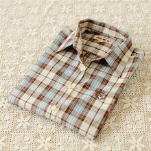 Autumn Female Plaid Blouses Long Sleeve Fashion Blusas Femininas Tops Turn-down Collar Shirt With Button 71639 GS