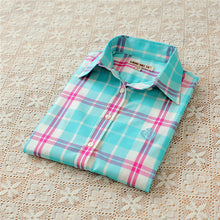 Autumn Female Plaid Blouses Long Sleeve Fashion Blusas Femininas Tops Turn-down Collar Shirt With Button 71639 GS