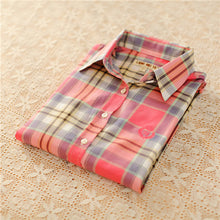 Autumn Female Plaid Blouses Long Sleeve Fashion Blusas Femininas Tops Turn-down Collar Shirt With Button 71639 GS