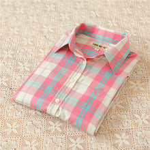 Autumn Female Plaid Blouses Long Sleeve Fashion Blusas Femininas Tops Turn-down Collar Shirt With Button 71639 GS