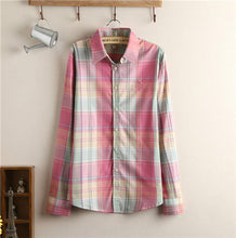 Autumn Female Plaid Blouses Long Sleeve Fashion Blusas Femininas Tops Turn-down Collar Shirt With Button 71639 GS