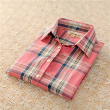 Autumn Female Plaid Blouses Long Sleeve Fashion Blusas Femininas Tops Turn-down Collar Shirt With Button 71639 GS