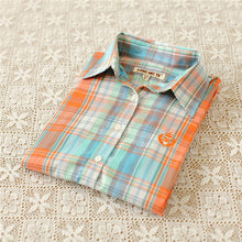 Autumn Female Plaid Blouses Long Sleeve Fashion Blusas Femininas Tops Turn-down Collar Shirt With Button 71639 GS