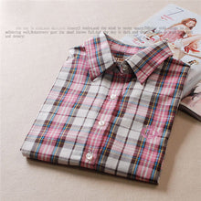 Autumn Female Plaid Blouses Long Sleeve Fashion Blusas Femininas Tops Turn-down Collar Shirt With Button 71639 GS