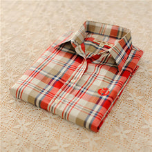 Autumn Female Plaid Blouses Long Sleeve Fashion Blusas Femininas Tops Turn-down Collar Shirt With Button 71639 GS