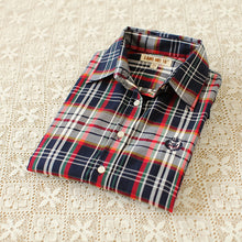 Autumn Female Plaid Blouses Long Sleeve Fashion Blusas Femininas Tops Turn-down Collar Shirt With Button 71639 GS