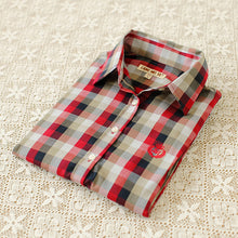 Autumn Female Plaid Blouses Long Sleeve Fashion Blusas Femininas Tops Turn-down Collar Shirt With Button 71639 GS