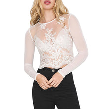 Sexy Lace Women Transparent Long Sleeve Shirts Black White Zipper Novelty Women Tops Plus Size Shirts Femme GS