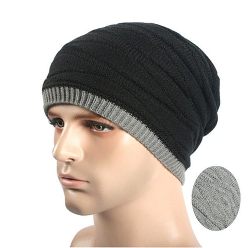 New Fahsion  Cool Knitted Wool Mens Hat Beanies Men Warm skullies Casual Hip Hop Cap 2 Use  Hats For Men GS