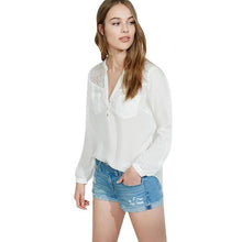 Shirts  Women Chiffon Lace Hollow Out Long Sleeve V-neck Fashion Casual Tops Female Blouses Womens Blousa GS