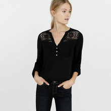 Shirts  Women Chiffon Lace Hollow Out Long Sleeve V-neck Fashion Casual Tops Female Blouses Womens Blousa GS