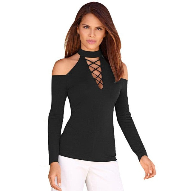 t shirt women off the shoulder Female Fashion Casual Long sleeve tops for women T-Shirts Vetement Femme  GS