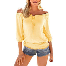 T-shirt  Trendy Fashion Off The Shoulder Tops For Womens Long Sleeve Shirts Casual Ladies Tops Vetement Femme GS