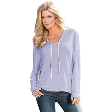 Tee Shirt  Women Hooded Long Sleeved T Shirt Solid Casual Loose Ladies Tops T Shirt Femme Women Clothing GS