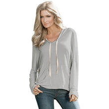 Tee Shirt  Women Hooded Long Sleeved T Shirt Solid Casual Loose Ladies Tops T Shirt Femme Women Clothing GS