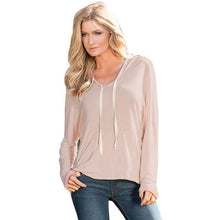 Tee Shirt  Women Hooded Long Sleeved T Shirt Solid Casual Loose Ladies Tops T Shirt Femme Women Clothing GS