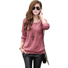 Autumn Women Lady O-neck Batwing Sleeve Button Decor Casual Tops Blusas Femininas Blouse70036 GS