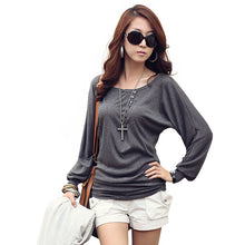 Autumn Women Lady O-neck Batwing Sleeve Button Decor Casual Tops Blusas Femininas Blouse70036 GS