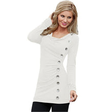 Women t shrit  Fashion Cotton Button Long Sleeve Elegant T-Shirt For Women American Apparel Tee Shirts Ladies. GS