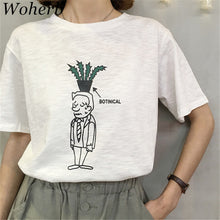 BOTINICAL Letter Print Funny Character T shirts  Harajuku style New Fashion Women Tops Short Sleeve Plus Size Women t-shirt GS