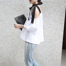 Black Bow Tie Sexy White t-shirt  New Korean Women T shirts Sweet Women Short Sleeve Female Slash neck Tops Plus Size 72672 GS