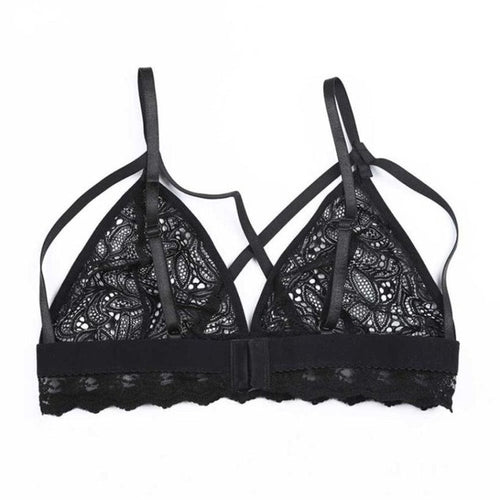 Black Red  Style Women Hollow Out Translucent Strappy Sheer Lace Crochet Bralette Cropped Feminino Tops Women  #23 GS
