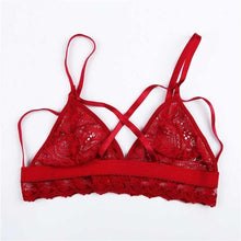 Black Red  Style Women Hollow Out Translucent Strappy Sheer Lace Crochet Bralette Cropped Feminino Tops Women  #23 GS