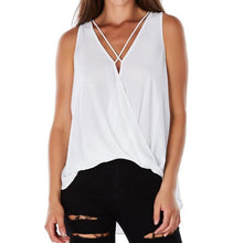Blusas Mujer   Women Chiffon Loose Tops Sleeveless Solid V Neck Ladies Blouses Casual Tank Tops Blusas Feminina #63 GS